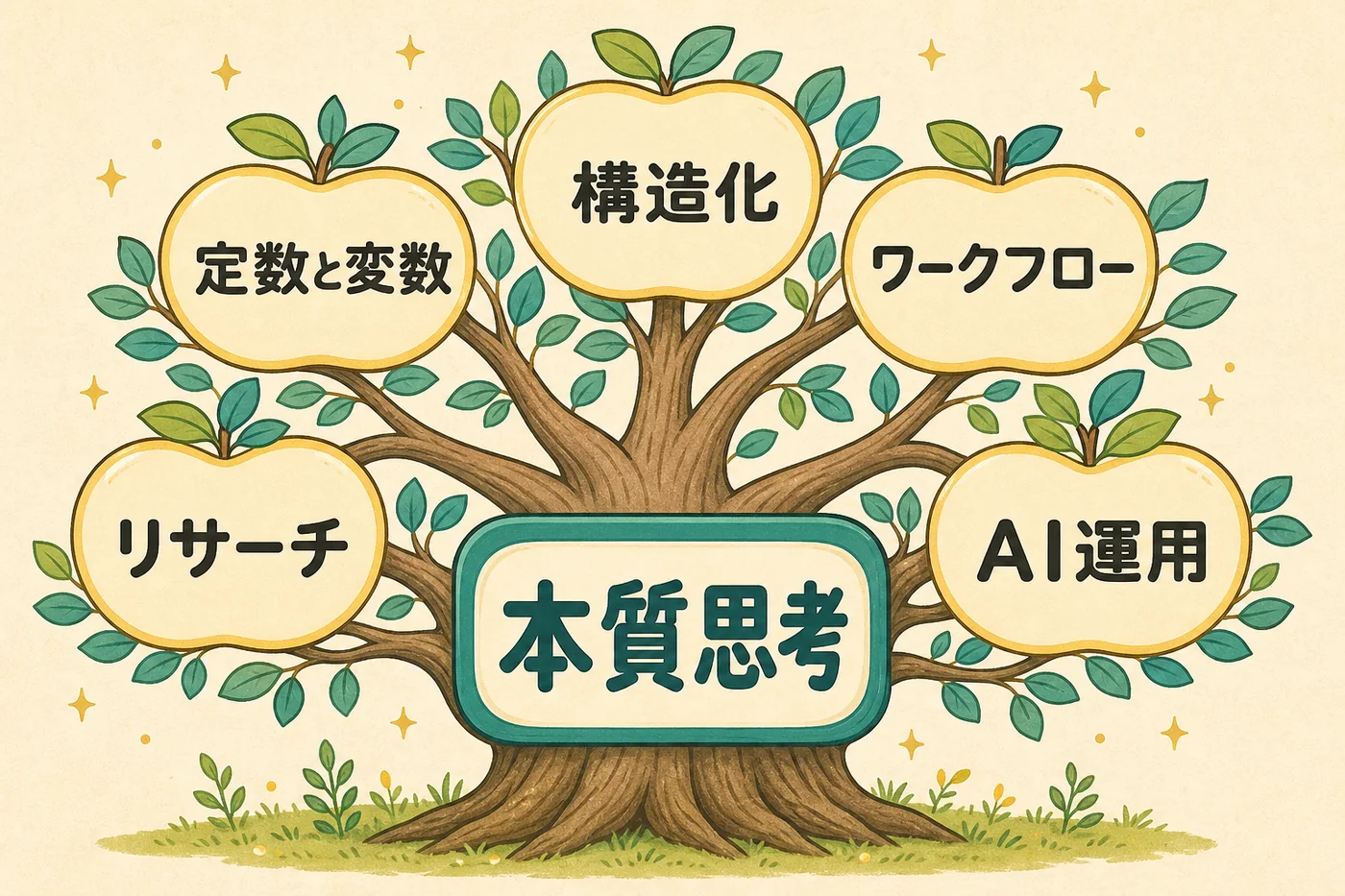 半年の講義が全部、本質思考という1本の木だったことを示す樹形図