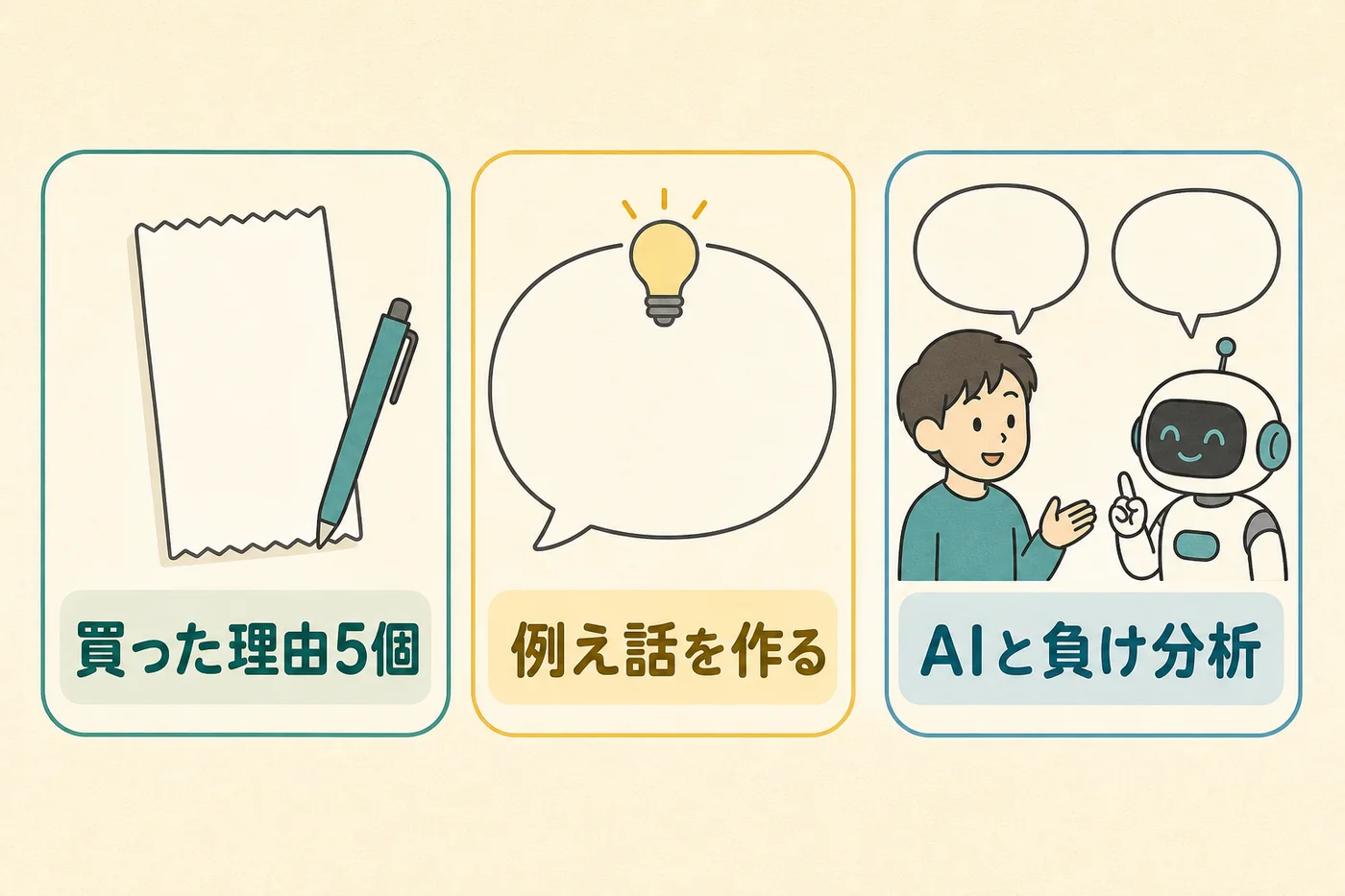 今夜から始める訓練は3つであることを示すカード図